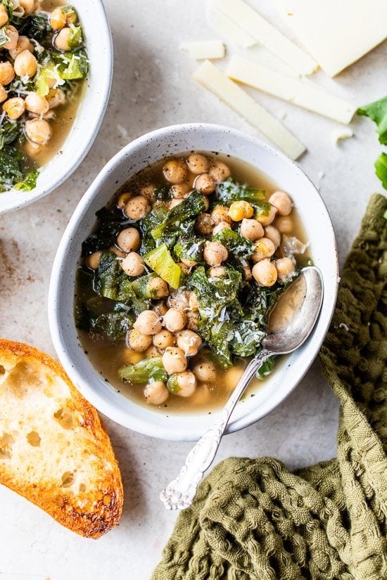 Escarole and Chickpea Soup with Garlic Toast