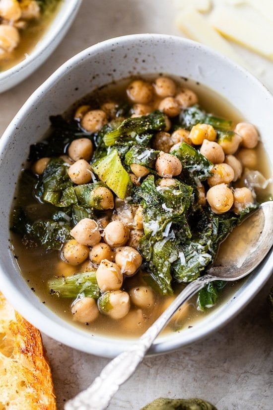 Escarole and Chickpea Soup with Garlic Toast