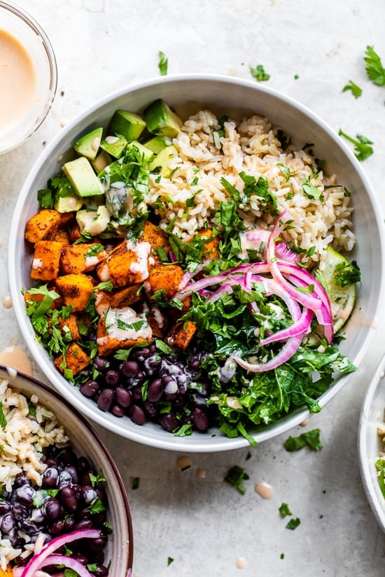 black bean roasted sweet potato bowls