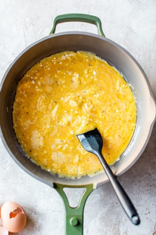 eggs and cottage cheese in nonstick skillet
