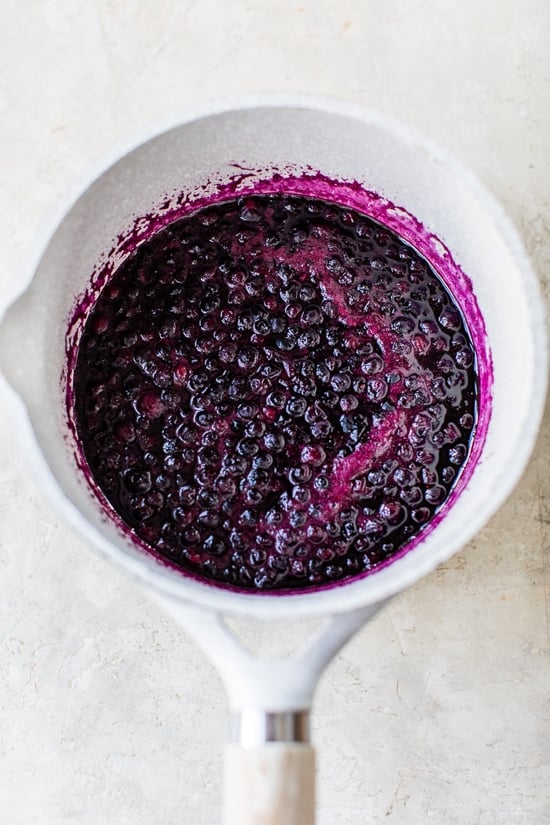 blueberries cooked in a pot