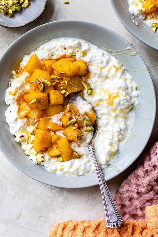 Peach Cottage Cheese Bowls
