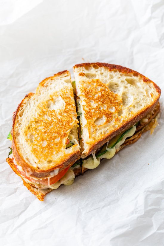 Grilled Chicken Panini with Zucchini, Tomato, and Mozzarella