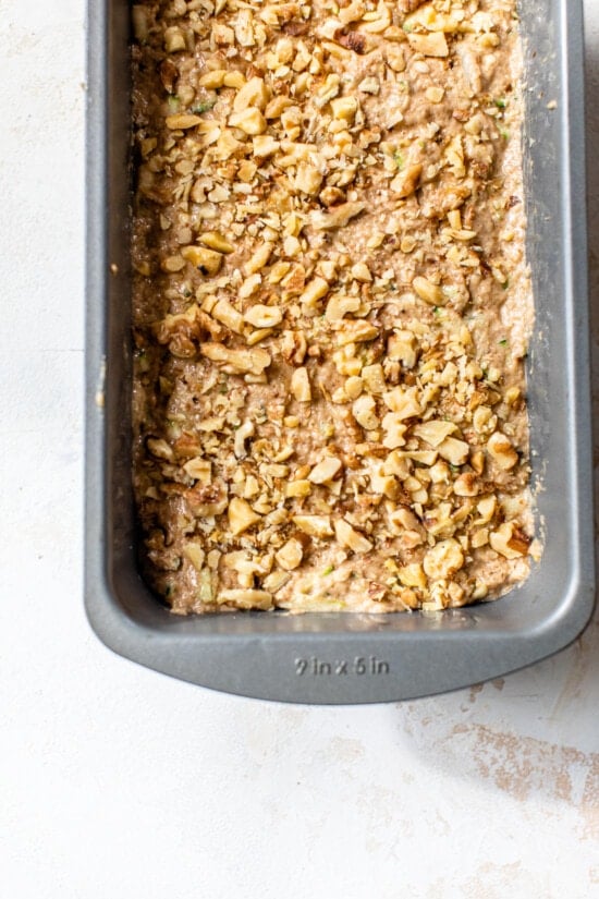 loaf pan with batter