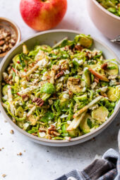 Fall Brussels Sprouts Salad with Apple, Pecans and Blue Cheese