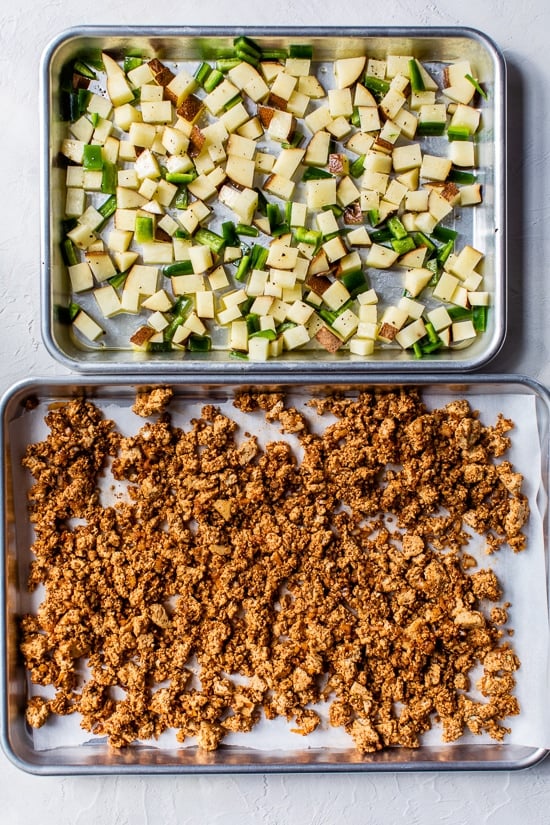 sheet pan Tofu Tacos with Potatoes and Jalapeño