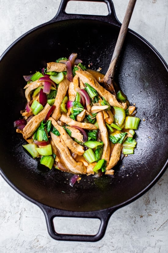 Chicken Stir Fry in a wok
