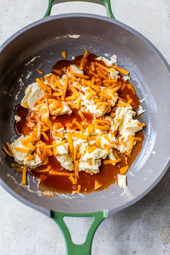 eggs and enchilada sauce