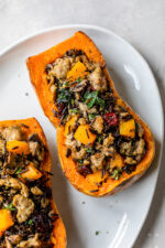 Stuffed Butternut Squash with Wild Rice and Sausage