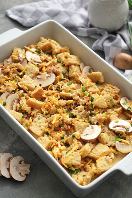 Breakfast Strata before baking