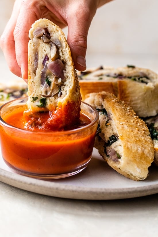 Mushroom, Spinach and Cheese Stromboli