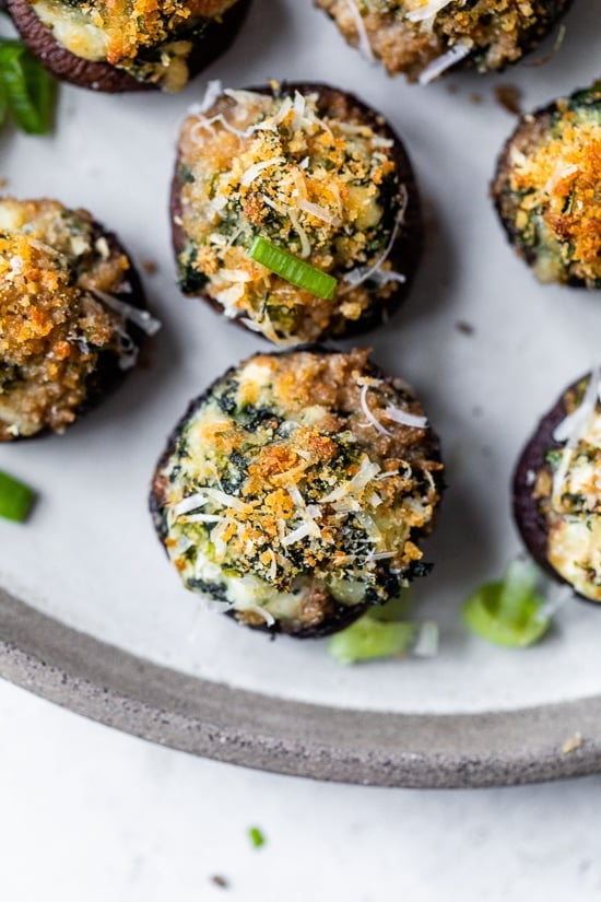Spinach Dip Stuffed Mushrooms