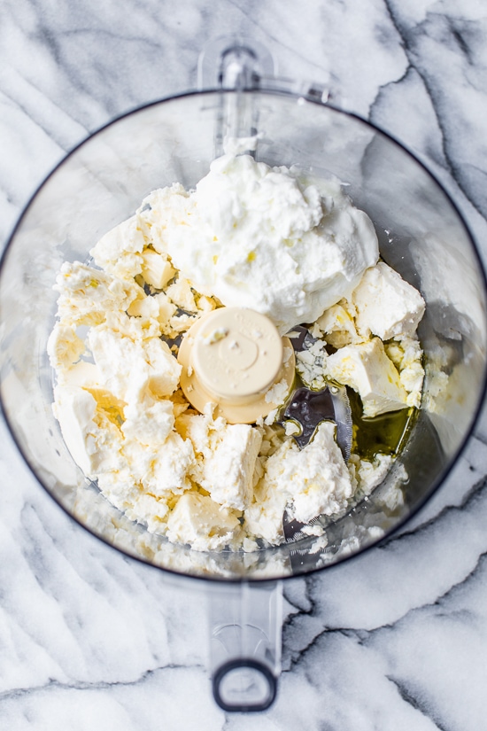 feta cheese, Greek yogurt, lemon, and dill