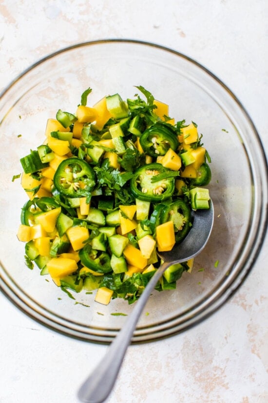 mango avocado salsa with jalapenos
