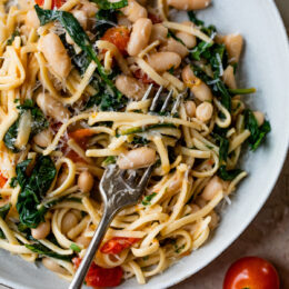 White Bean Scampi with Linguine