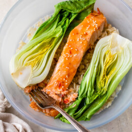 Glazed Salmon Rice Bowl with Bok Choy