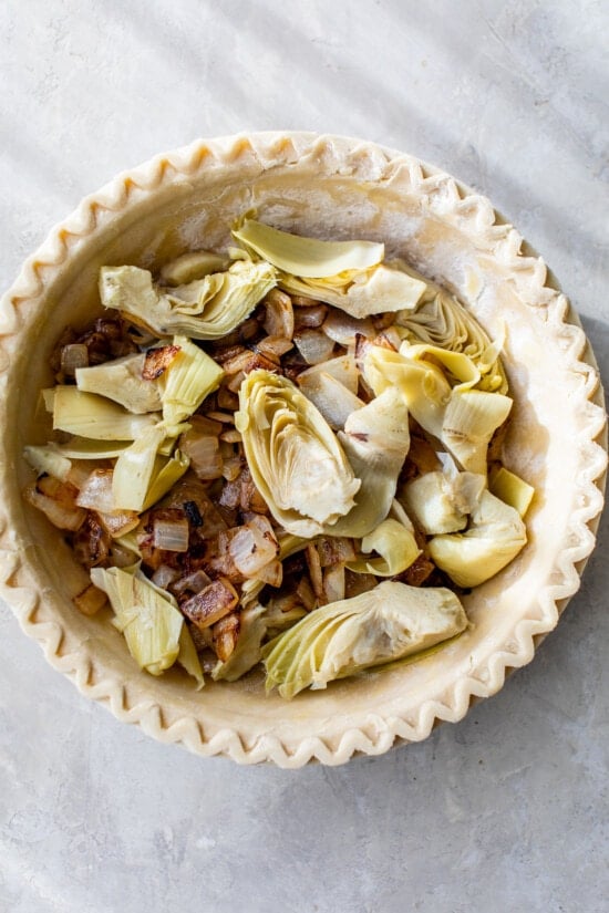 canned artichokes in a pie crust