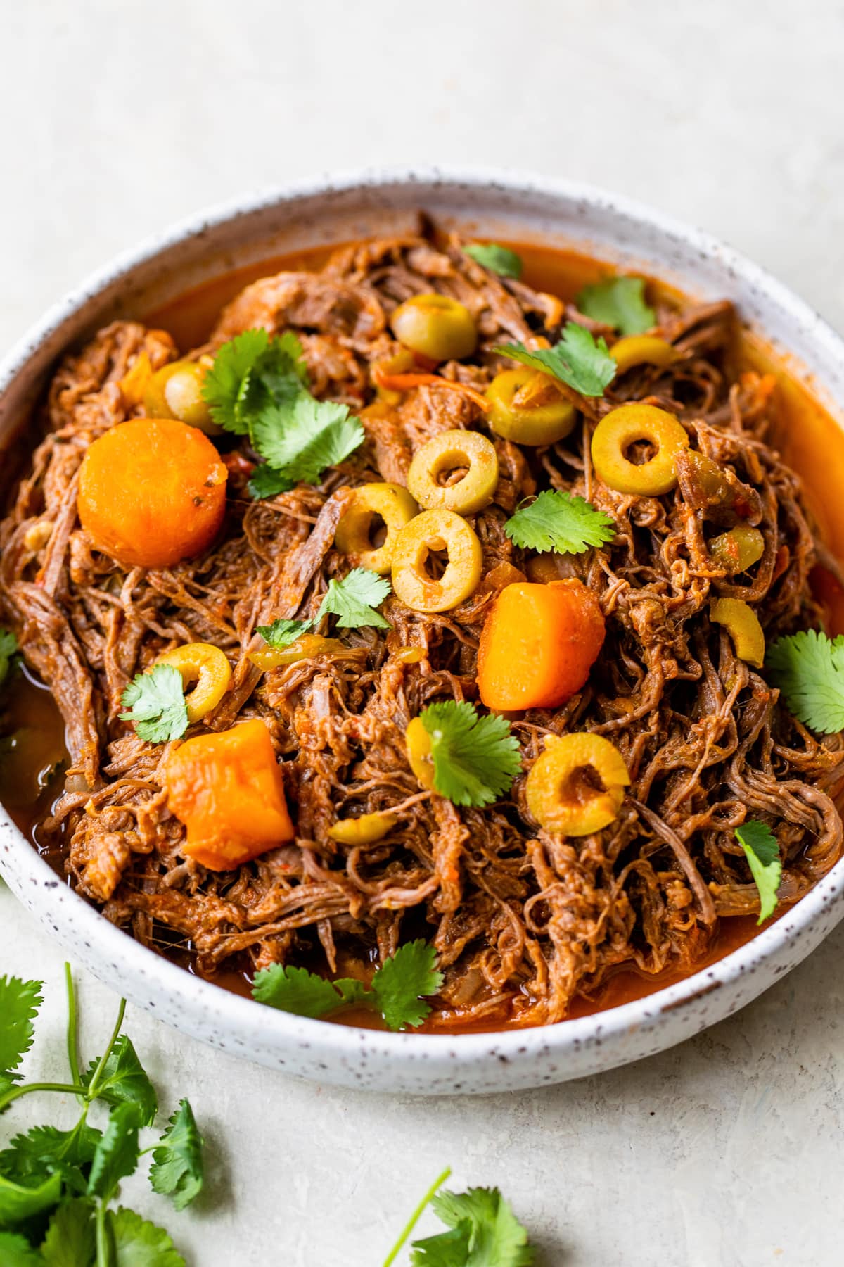 shredded beef with olives