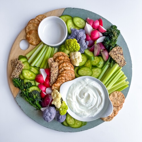 add the crackers to the platter