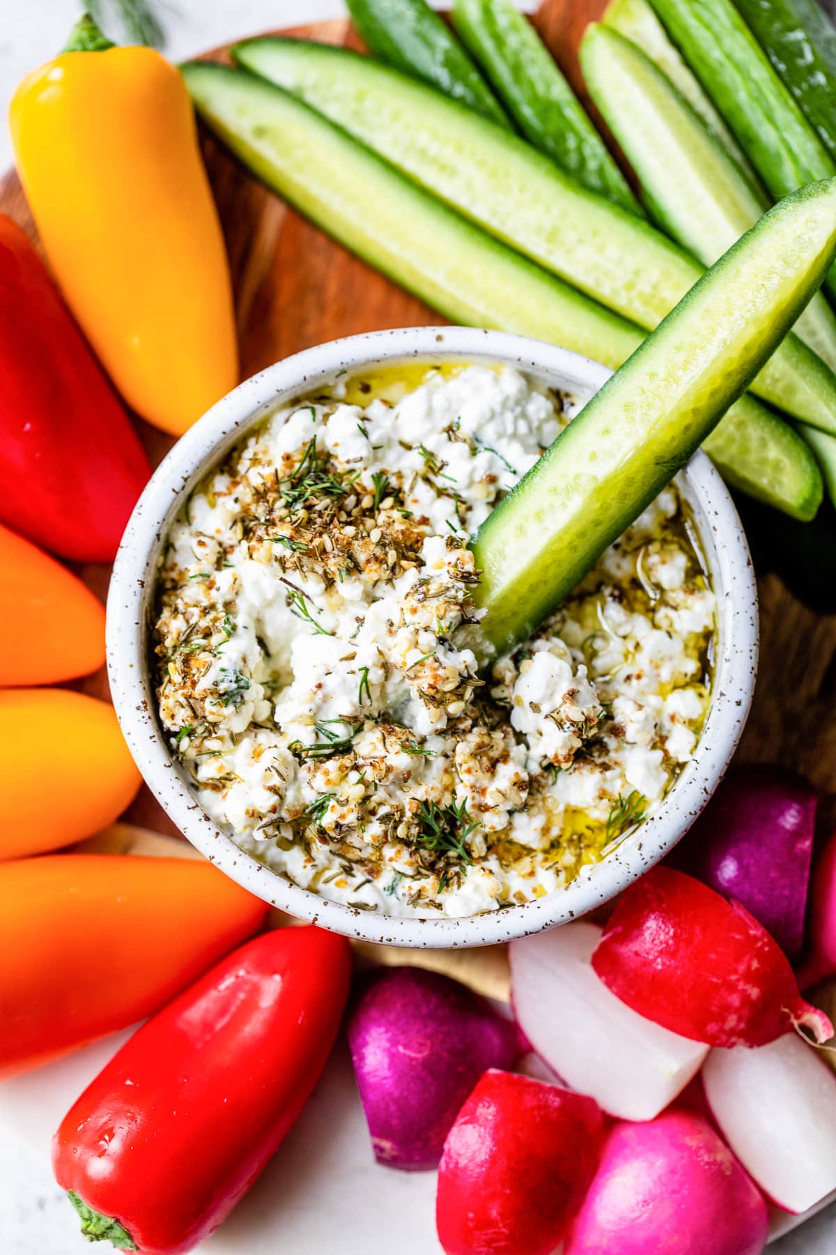 High Protein Cottage Cheese Veggie Dip