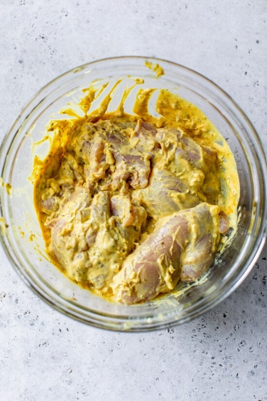 Yogurt Marinade with chicken in a bowl
