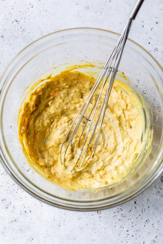 yogurt marinade for chicken in a bowl