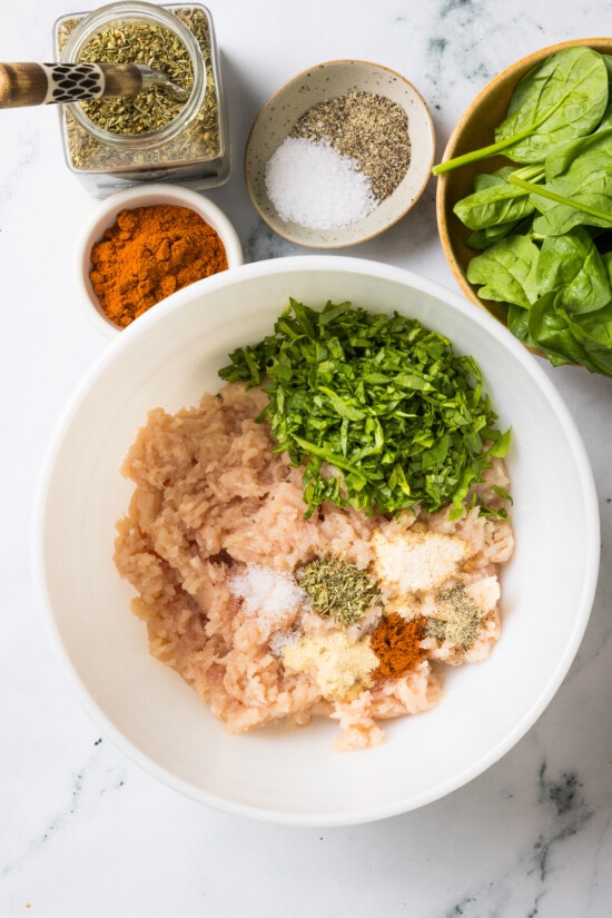 ground chicken in a bowl