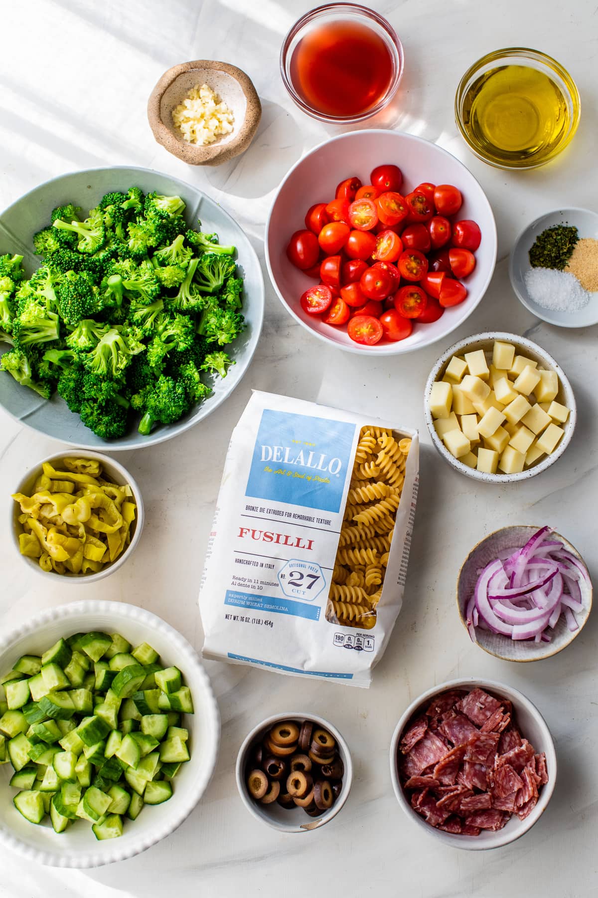 Italian Pasta Salad ingredients