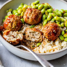 Asian Turkey Meatballs with Rice
