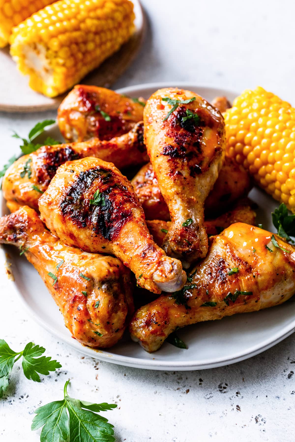 Easy BBQ Chicken on Grill with corn