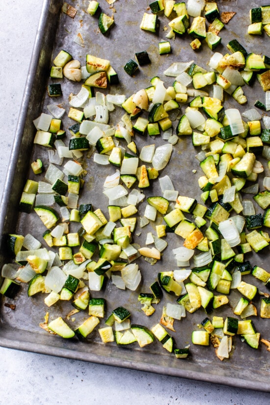 roasted zucchini, onions and garlic