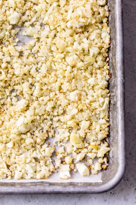 sheet pan riced cauliflower