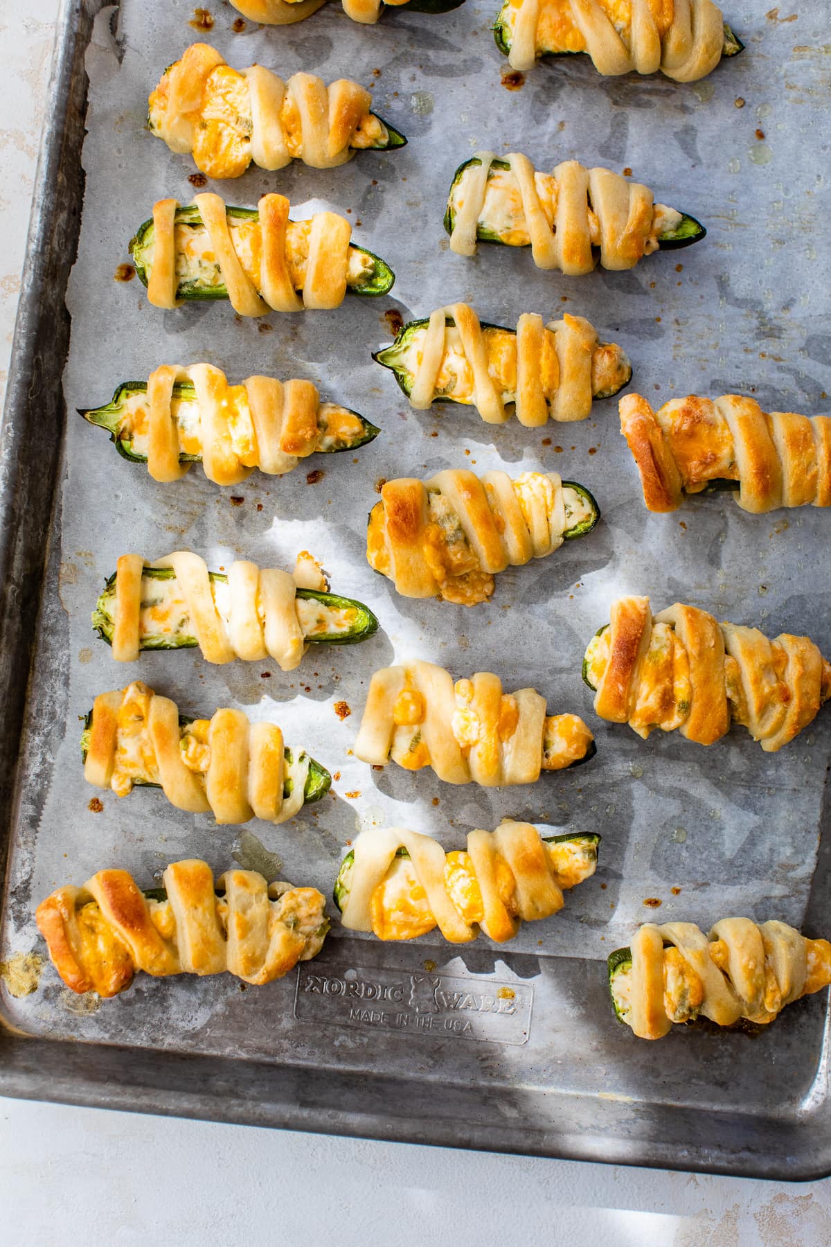 Jalapeño Poppers wrapped with greek yogurt dough.