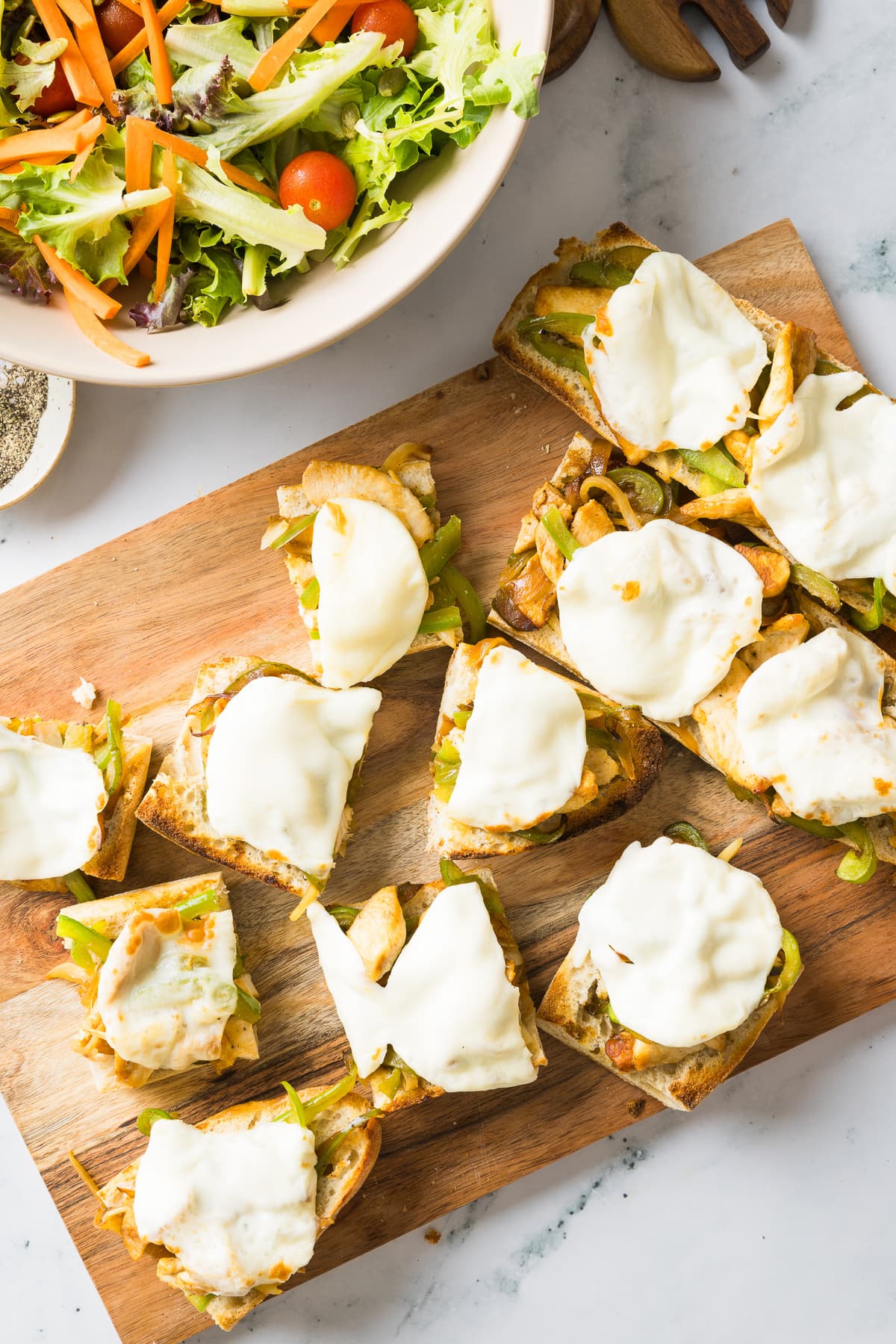 Open-Face Chicken Philly Cheesesteak