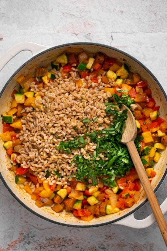 farro and vegetables