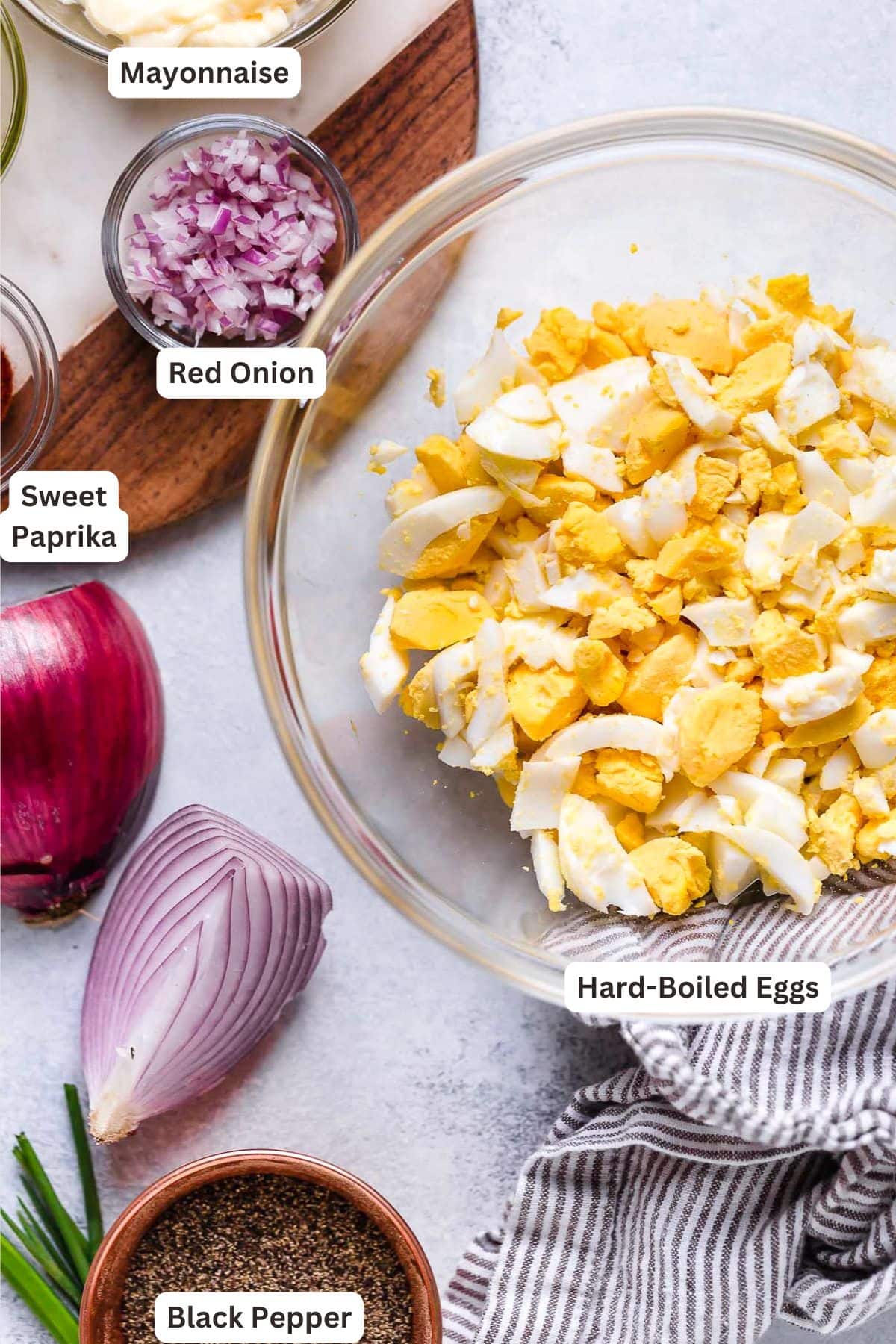 Ingredients for Classic Egg Salad Recipe.