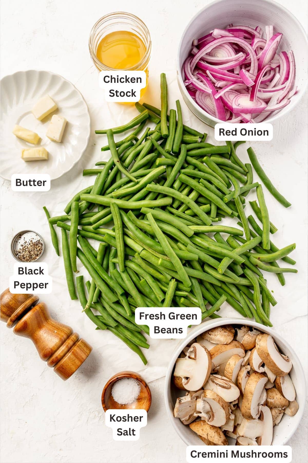 Ingredients for Green Beans with Mushrooms.