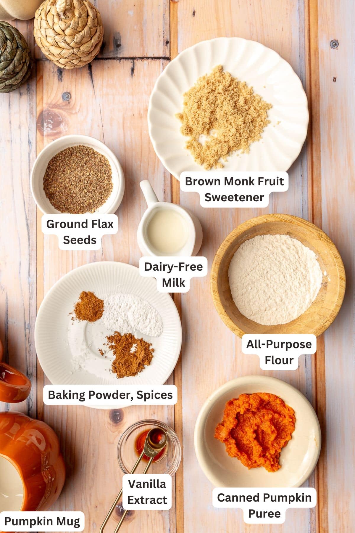 Ingredients for Pumpkin Mug Cake.