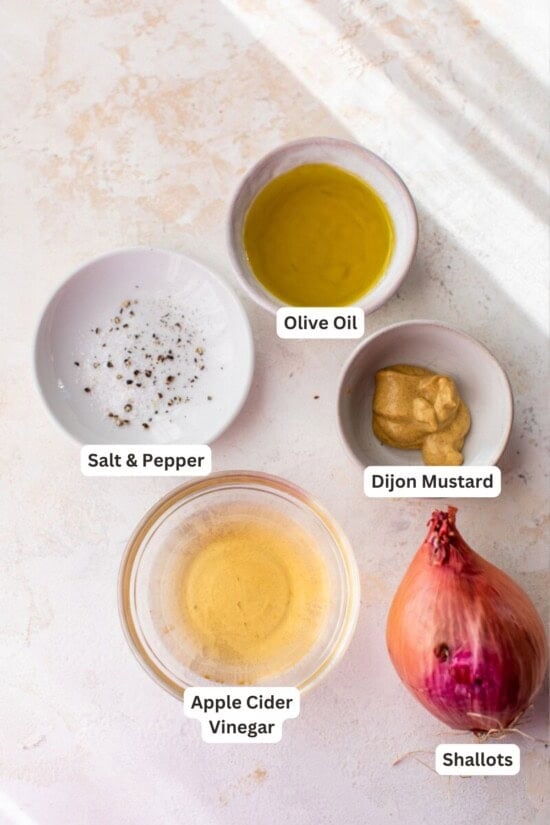 Ingredients for Shaved Brussels Sprout Salad with Pears and Pomegranate.