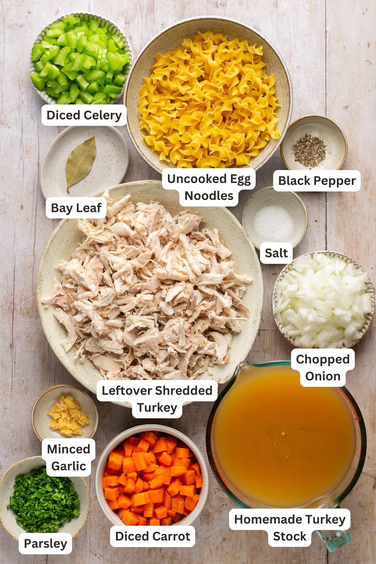 Ingredients for Leftover Turkey Noodle Soup.