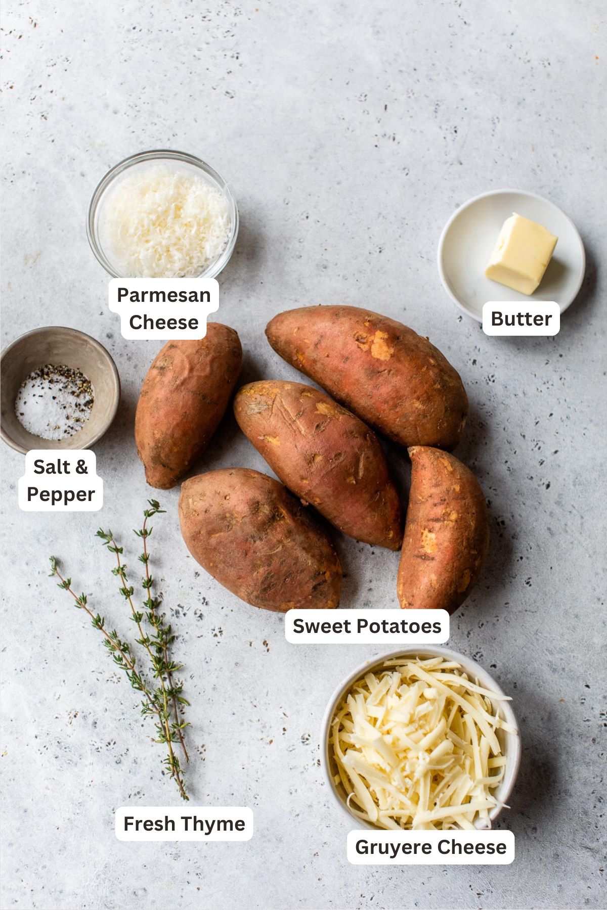Ingredients for Sweet Potato Gratin.
