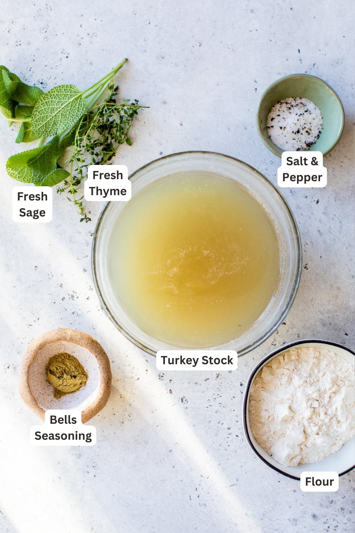 Ingredients for Turkey Gravy.