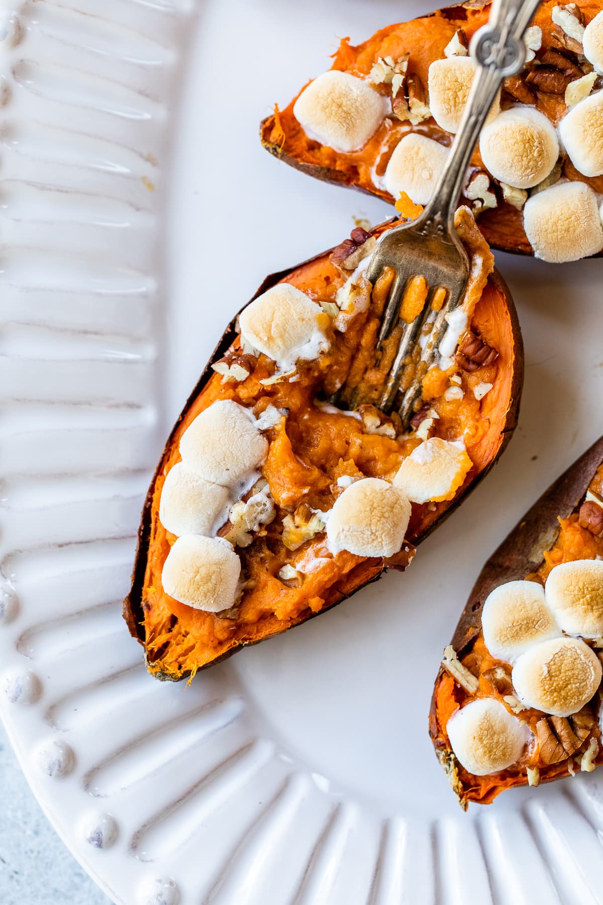 Twice Baked Sweet Potatoes with Marshmallows
