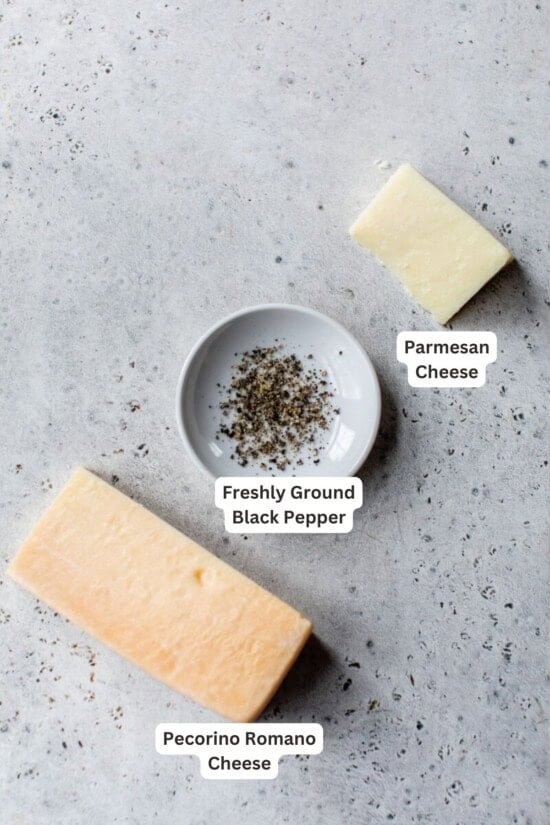 Ingredients for Cacio e Pepe Cheese Crisps.