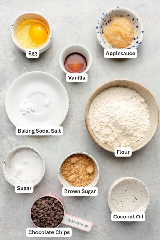 Ingredients for Chewy Chocolate Chip Cookies (Low-Fat).