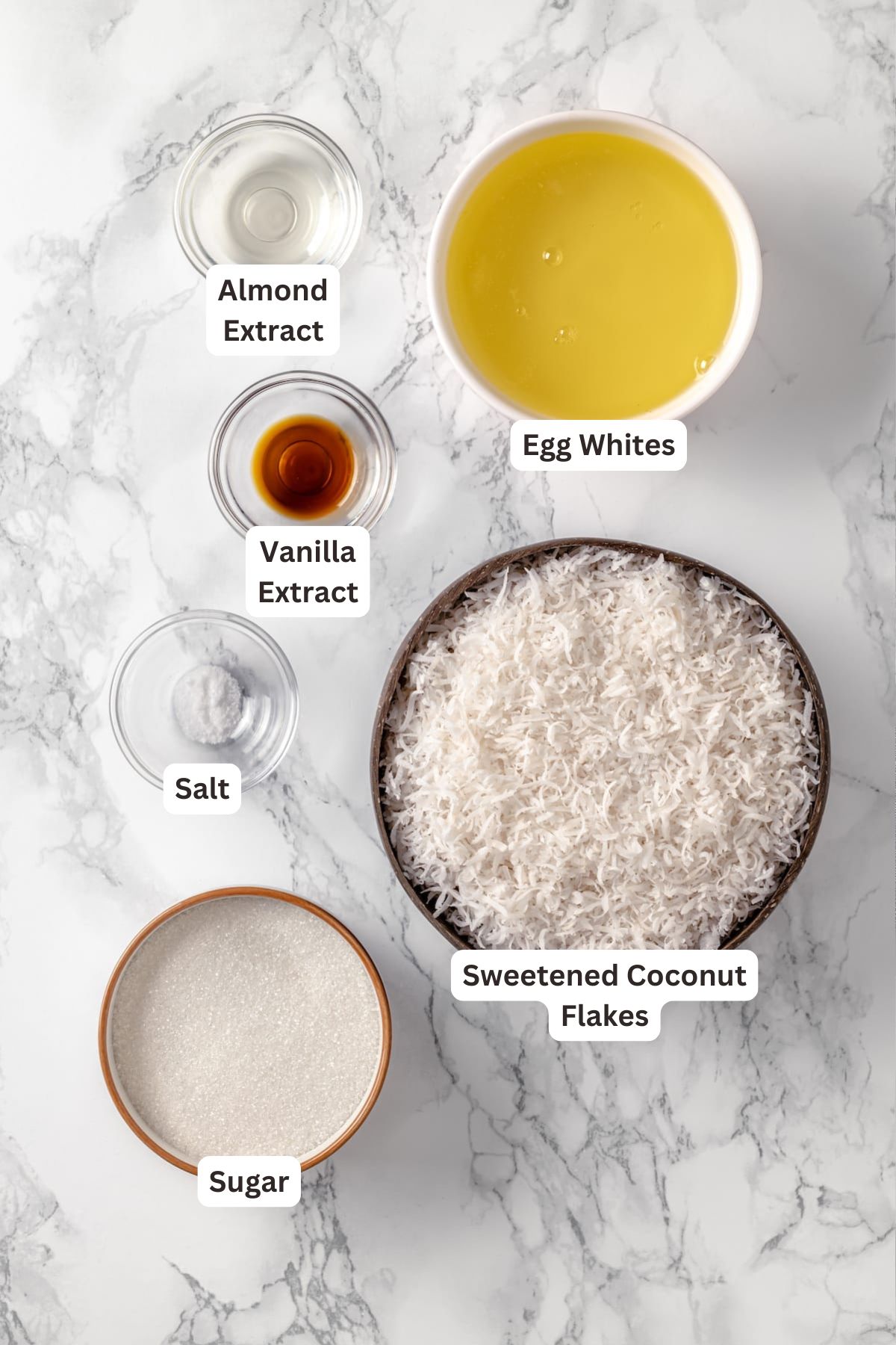 Made with sweetened coconut flakes, egg whites, and just a few other ingredients, Coconut Macaroons are moist, chewy, and perfectly flavored. Ingredients for Coconut Macaroons.