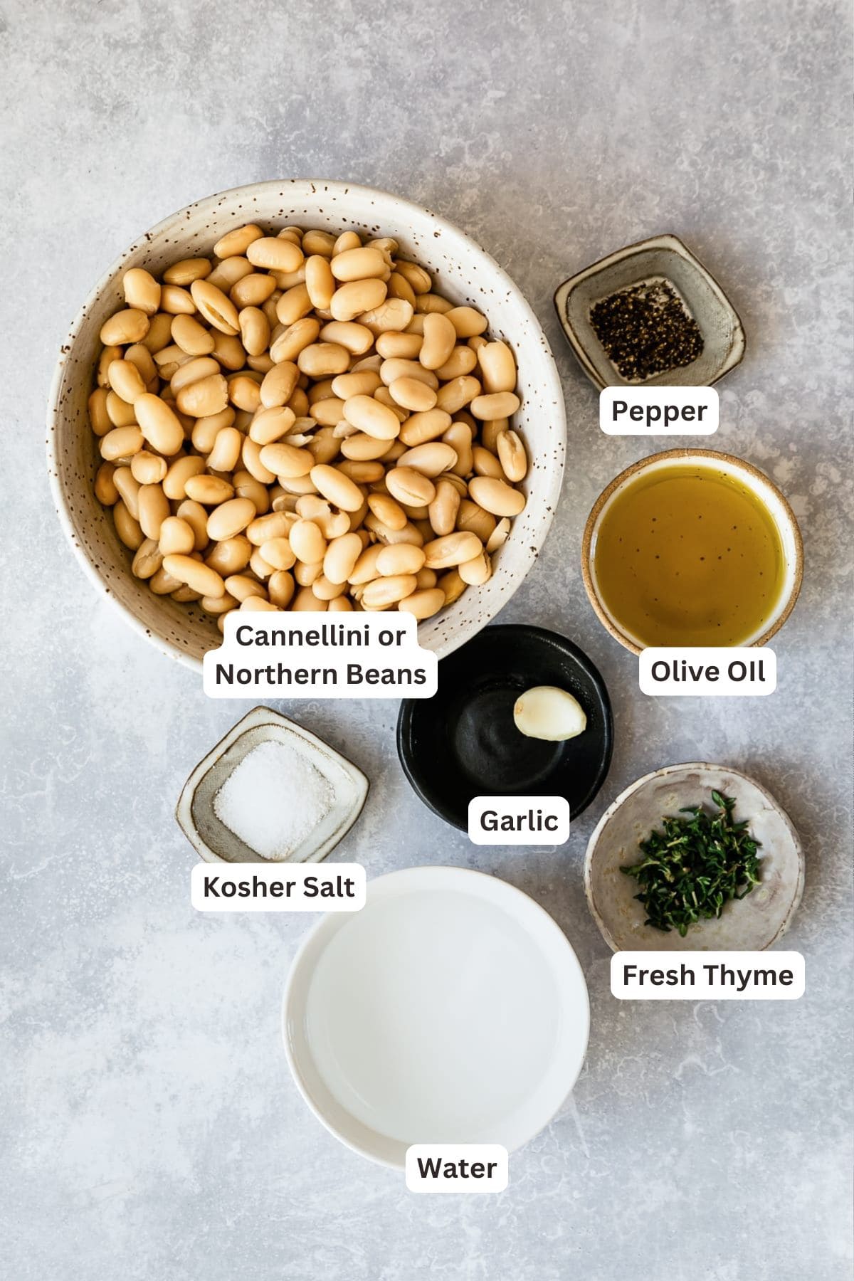 Ingredients for White Bean Crostini.