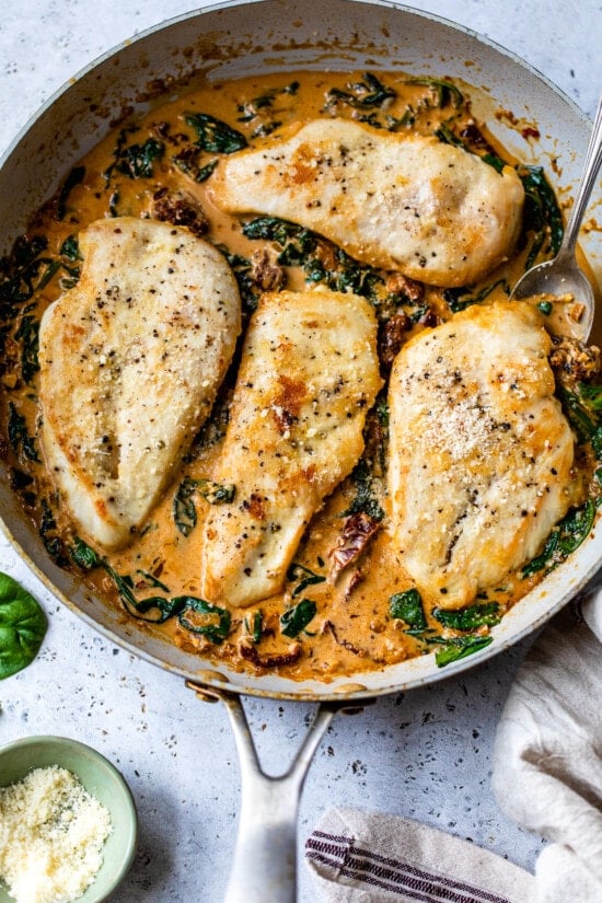 add the chicken breast to the sauce and finish cooking