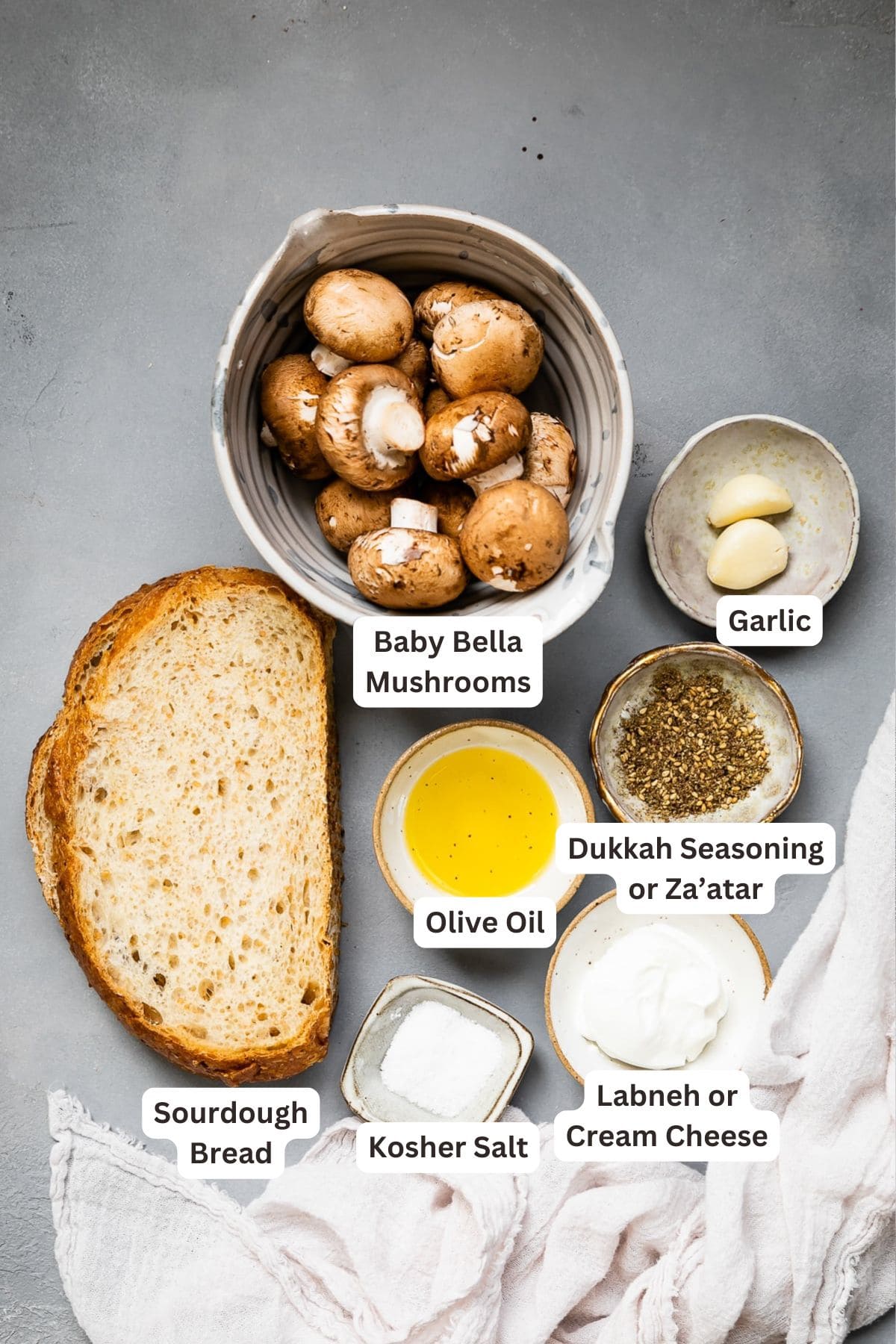 Ingredients for Mushroom Toast.