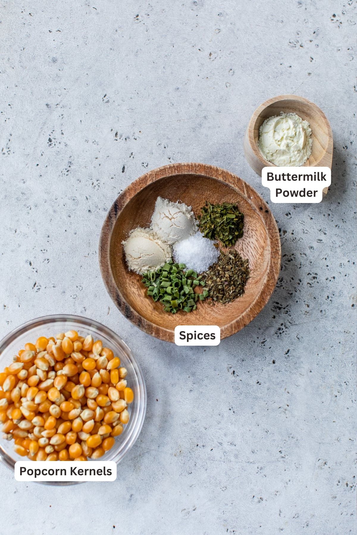 Ingredients for Ranch Popcorn.